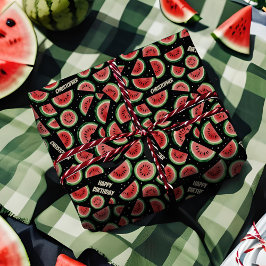 Naam toevoegen Zomer Verjaardag Fun Watermelon op Cadeaupapier