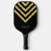 Naam toevoegen Zwart en Faux Gold Chevron Pickleball Paddle (Voorkant)