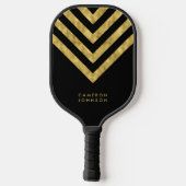 Naam toevoegen Zwart en Faux Gold Chevron Pickleball Paddle (Achterkant)