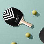 Naam toevoegen Zwart-wit minimalistische Chevron Tafeltennisbatje