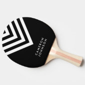 Naam toevoegen Zwart-wit minimalistische Chevron Tafeltennisbatje (Zijkant)