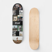 Naam toevoegen Zwarte fotocollage Sjabloon Persoonlijk Skateboard (Voorkant)