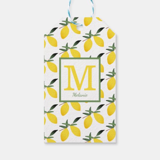 Naam Trendy Lemon Monogram Cadeaulabel (Achterkant)