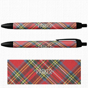 Naam, Trendy Royal Stewart Tartan Plaid Zwarte Ink Inkt Pen