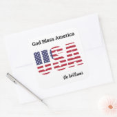 Naam, Trendy USA God Bless America 3 of 1.5-in Vierkante Sticker (Envelop)