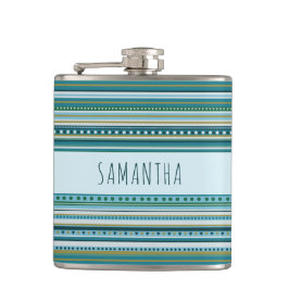 Naam Tribal Blauwgroen Blauw Patroon Vinyl Wrapped Heupfles