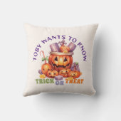 Naam Trick or treat Spooky Kinder Halloween Snoep Kussen (Achterkant)