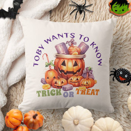Naam Trick or treat Spooky Kinder Halloween Snoep Kussen