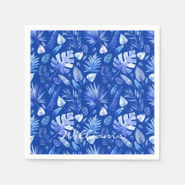 Naam Tropical Leaves Cobalt Blue Standard Cocktail Servet
