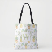 Naam tropisch anananasepmonogram tote bag (Voorkant)