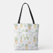 Naam tropisch anananasepmonogram tote bag (Achterkant)