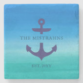 Naam Tropisch Beachy Nautical Anchor Boat Stenen Onderzetter (Voorkant)