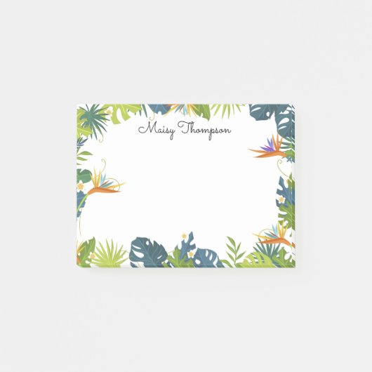 Naam tropisch Floral Border Monogram Post-it® Notes (Voorkant)