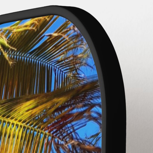 Naam tropisch palmband foto monogram pickleball paddle (Links Detail)