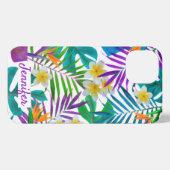 Naam tropisch paradise monogram iPhone hoesje (Achterkant horizontaal)