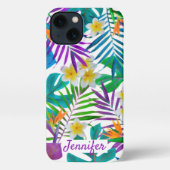 Naam tropisch paradise monogram iPhone hoesje (Achterkant)