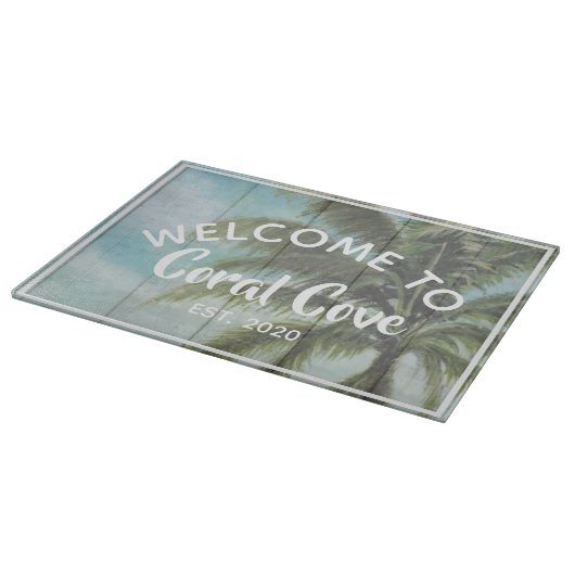 Naam tropisch Uitzicht palmboom Snijplank (Hoek)