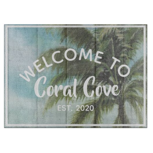 Naam tropisch Uitzicht palmboom Snijplank (Voorkant)