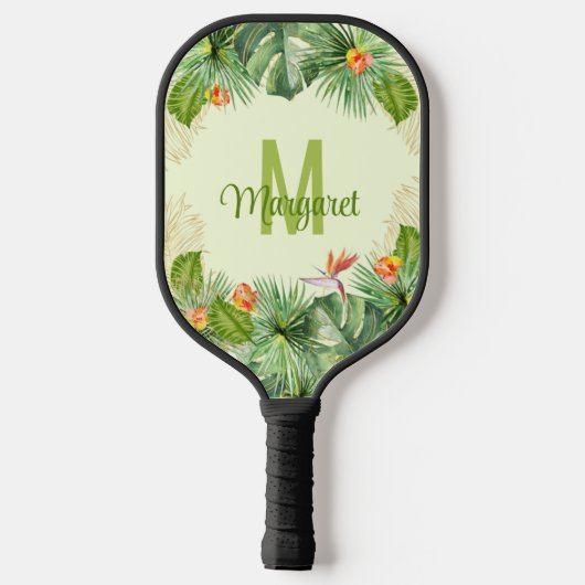 Naam tropisch Waterverf afvulmonogram Pickleball Paddle (Achterkant)
