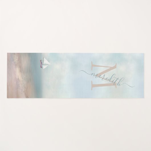 Naam tropisch zandstrand ocemonogram yogamat (Voorkant (horizontaal))