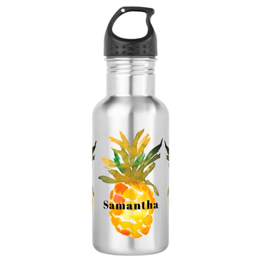 Naam tropische anananas Waterverf Waterfles (Voorkant)