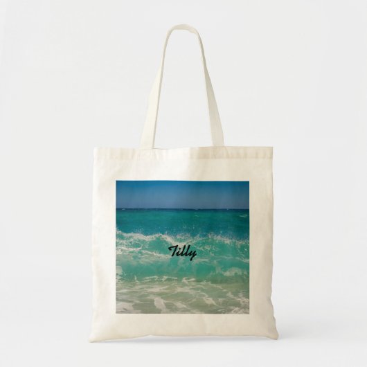 Naam tropische beach Ocean Waves Tote Bag (Voorkant)