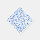 Naam Tropische Bloemen Kobalt Blauwe Cocktail Servet (Hoek)