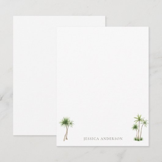 Naam tropische palmboom bedankkaart (Voorkant / Achterkant)