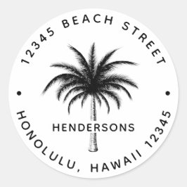 Naam tropische palmboom Naam retouradres Ronde Sticker