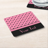 Naam Tube Sock Black Polka Dots hot roze Kartonnen Onderzetters (Schuin)