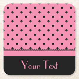 Naam Tube Sock Black Polka Dots hot roze Kartonnen Onderzetters