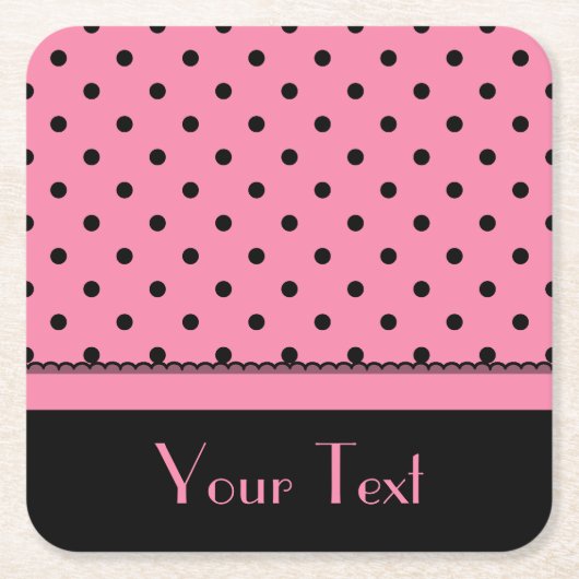 Naam Tube Sock Black Polka Dots hot roze Kartonnen Onderzetters (Voorkant)