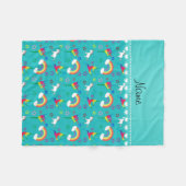 Naam turkooise gymnastics rainbows unicorns fleece deken (Voorkant (Horizontaal))