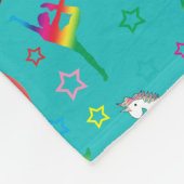 Naam turkooise gymnastics rainbows unicorns fleece deken (Hoek)