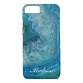 Naam Turquoise Blue Agate Geode Monogram Case-Mate iPhone Case (Achterkant)