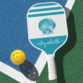  naam turquoise blue kuststrand seashell pickleball paddle