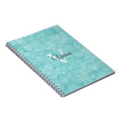 Naam Turquoise Blue Waterverf Monogram Notitieboek (Rechterzijde)