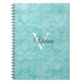 Naam Turquoise Blue Waterverf Monogram Notitieboek (Voorkant)
