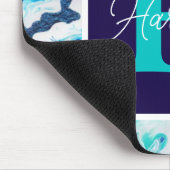 Naam Turquoise en Blue Marble Monogram Muismat (Hoek)