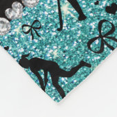 Naam turquoise glitter field hockey hearts bows fleece deken (Hoek)
