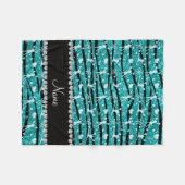 Naam turquoise glitter zebra stripes cheerleading fleece deken (Voorkant (Horizontaal))