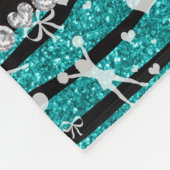 Naam turquoise glitter zebra stripes cheerleading fleece deken (Hoek)