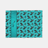 Naam turquoise platte met teraderen honden fleece deken (Voorkant (Horizontaal))