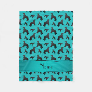Naam turquoise platte met teraderen honden fleece deken