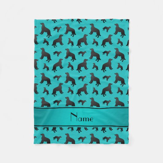 Naam turquoise platte met teraderen honden fleece deken (Voorkant)