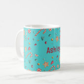 Naam, Turquoise Snoep & Koekjes 11oz koffiemok (Voorkant links)