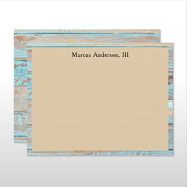 Naam || Turquoise Verweerd Houten Frame Notitiekaartje