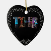 Naam Tyler - Naam in lichten (foto) Keramisch Ornament (Rechts)