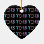 Naam Tyler - Naam in lichten (foto) Keramisch Ornament (Achterkant)