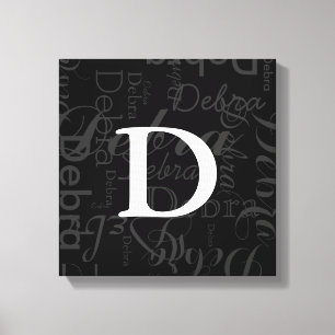 Naam Typografie Monogram Canvas Afdruk